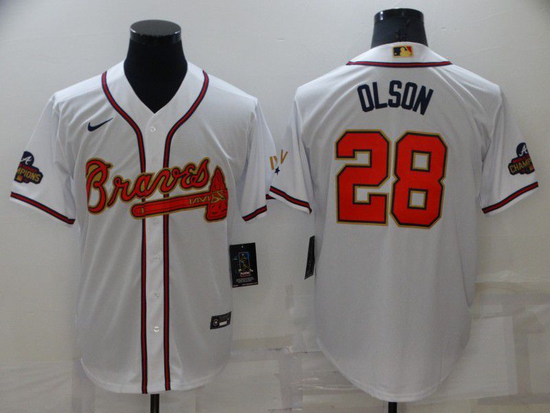 Men Atlanta Braves #28 Olson White Gold Game Nike 2022 MLB Jersey->new york mets->MLB Jersey